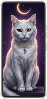 Силикон с усиленными углами чехол Mystic White Cat Gothic Dark Purple Gold для Tecno Pova 6 Pro - 6805sp-3689 изображение 