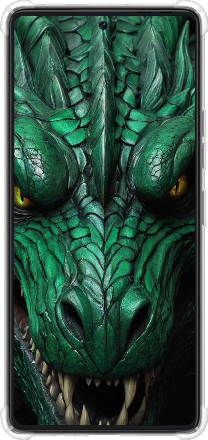 Силикон с усиленными углами чехол Зелёный дракон v2 для Tecno Pova 6 Pro - 5817sp-3689 изображение 