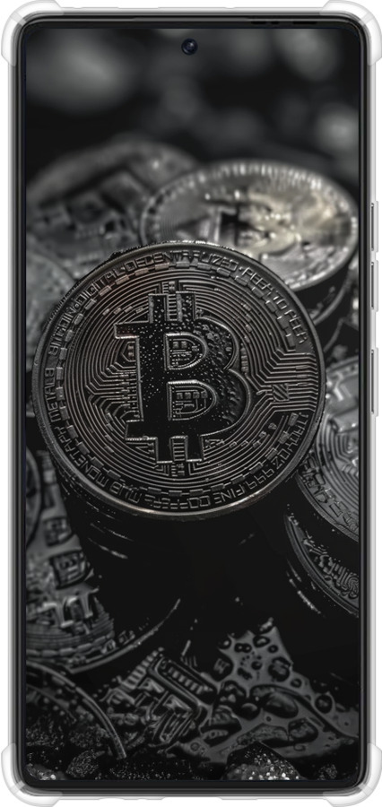 Силикон с усиленными углами чехол Black Bitcoin для Tecno Pova 6 Pro - 6090sp-3689 изображение 