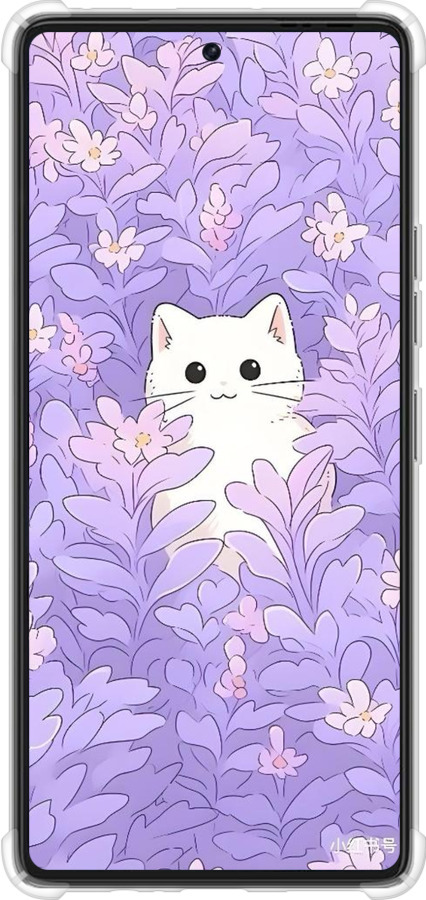 Силикон с усиленными углами чехол Котик в цветах для Tecno Pova 6 Pro - 6390sp-3689 изображение 