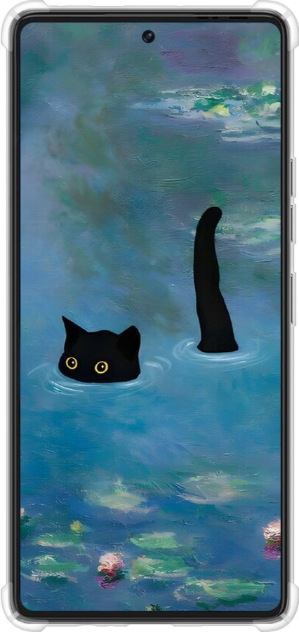 Силикон с усиленными углами чехол С изображением кота и водяной лилии Monet для Tecno Pova 6 Pro - 6519sp-3689 изображение 