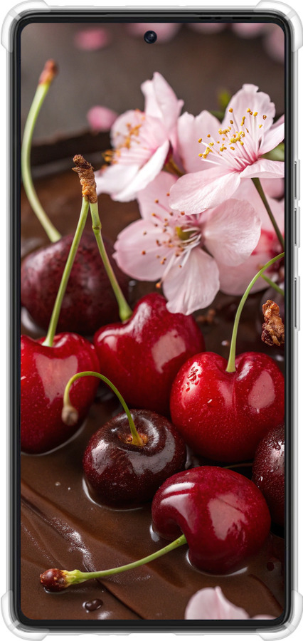 Силикон с усиленными углами чехол Вишня в шоколаде для Tecno Pova 6 Pro - 6698sp-3689 изображение 