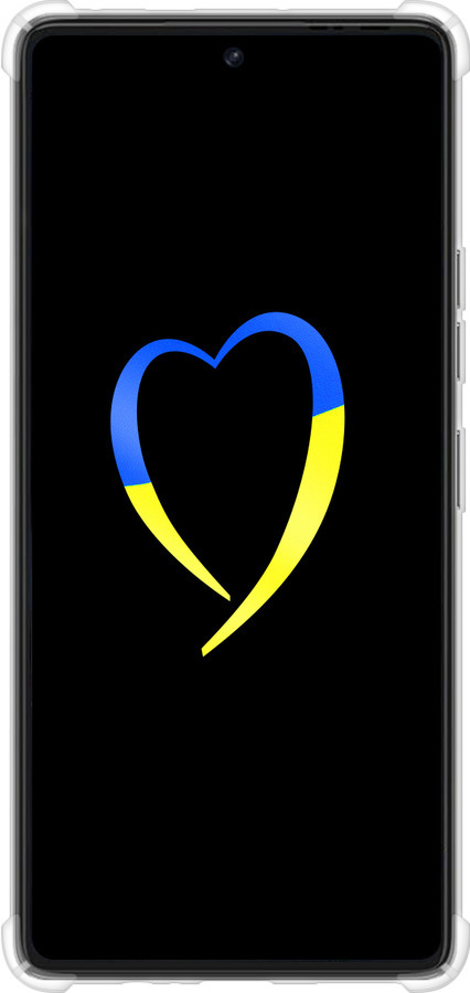 Силикон с усиленными углами чехол Жёлто-голубое сердце для Tecno Pova 6 Pro - 885sp-3689 изображение 