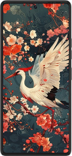 Силиконовый чехол Сакура и аист для Tecno Pova 6 Pro - 6108u-3689 изображение 