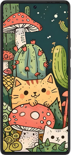 Силиконовый чехол Коты грибы для Tecno Pova 6 Pro - 6321u-3689 изображение 