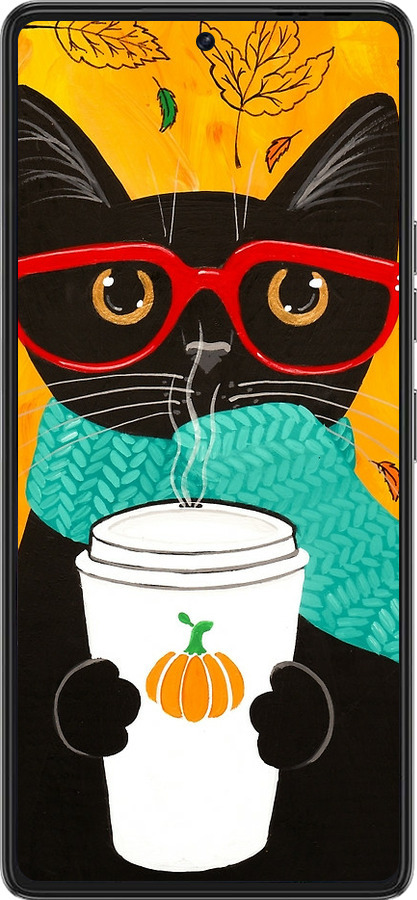 Силиконовый чехол Осенний кот для Tecno Pova 6 Pro - 4026u-3689 изображение 