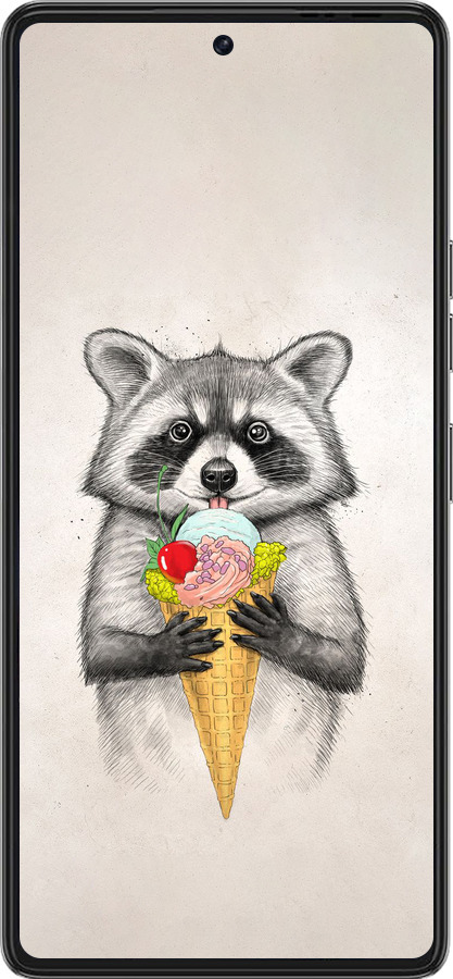 Силиконовый чехол Енотик с мороженым для Tecno Pova 6 Pro - 4602u-3689 изображение 