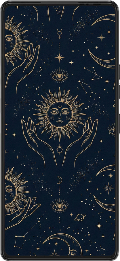 Силиконовый чехол Celestial Harmony: Sun & Moon Gold Mystic Pattern для Tecno Pova 6 Pro - 6778u-3689 изображение 