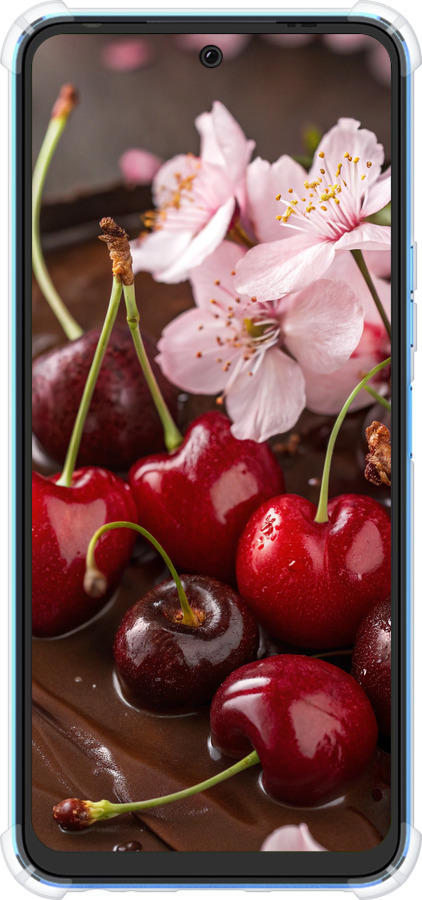 Силіконовий протиударний с посиленими кутами чехол Вишня у шоколаді для Tecno Pova Neo 2 LG6n - 6698sp-2968 изображение 