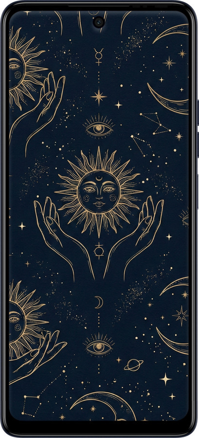 Силиконовый чехол Celestial Harmony: Sun & Moon Gold Mystic Pattern для Tecno Spark 10 Pro - 6778u-3022 изображение 