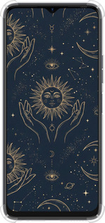 Силикон с усиленными углами чехол Celestial Harmony: Sun & Moon Gold Mystic Pattern для Tecno Spark 10C - 6778sp-3116 изображение 