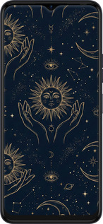 Силиконовый чехол Celestial Harmony: Sun & Moon Gold Mystic Pattern для Tecno Spark 10C - 6778u-3116 изображение 