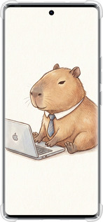 Силикон с усиленными углами чехол Funny Capybara CEO Working для Tecno Spark 20 Pro+ - 6777sp-3663 изображение 