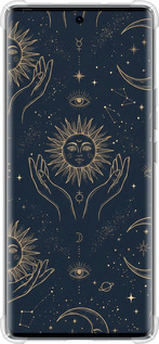 Силикон с усиленными углами чехол Celestial Harmony: Sun & Moon Gold Mystic Pattern для Tecno Spark 20 Pro+ - 6778sp-3663 изображение 