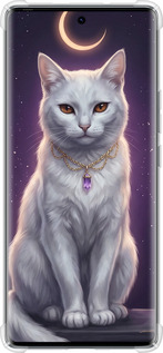 Силикон с усиленными углами чехол Mystic White Cat Gothic Dark Purple Gold для Tecno Spark 20 Pro+ - 6805sp-3663 изображение 