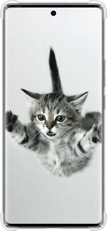 Силикон с усиленными углами чехол Летящий котёнок для Tecno Spark 20 Pro+ - 2322sp-3663 изображение 