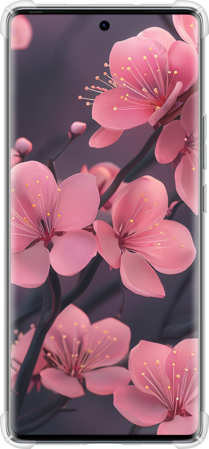 Силикон с усиленными углами чехол Пурпурная сакура для Tecno Spark 20 Pro+ - 6075sp-3663 изображение 