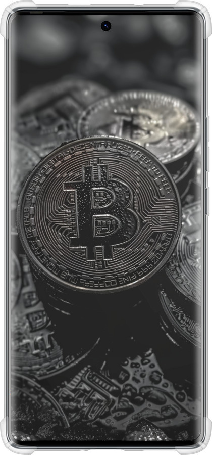 Силикон с усиленными углами чехол Black Bitcoin для Tecno Spark 20 Pro+ - 6090sp-3663 изображение 