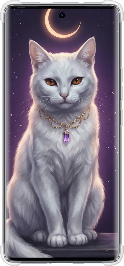 Силикон с усиленными углами чехол Mystic White Cat Gothic Dark Purple Gold для Tecno Spark 20 Pro+ - 6805sp-3663 изображение 