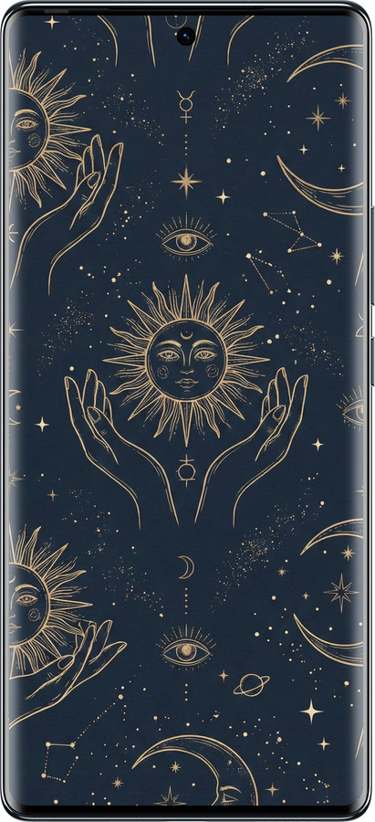 Силіконовий чехол Celestial Harmony: Sun & Moon Gold Mystic Pattern для Tecno Spark 20 Pro+ - 6778u-3663 изображение 
