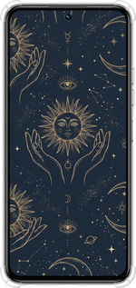 Силикон с усиленными углами чехол Celestial Harmony: Sun & Moon Gold Mystic Pattern для Tecno Spark 30 4G - 6778sp-3894 изображение 