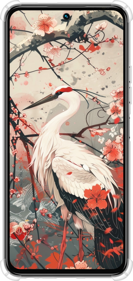 Силикон с усиленными углами чехол Аист в цвету сакуры для Tecno Spark 30 4G - 6109sp-3894 изображение 