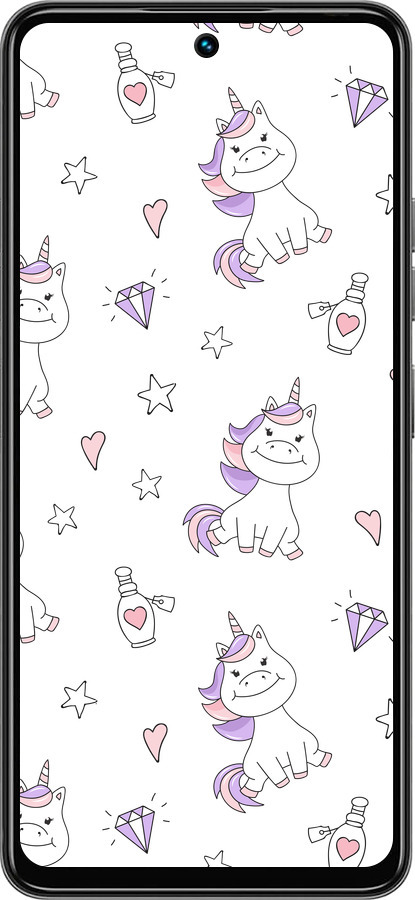 Силиконовый чехол Единорожка v2 для Tecno Spark 30 4G - 4703u-3894 изображение 