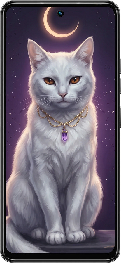 Силиконовый чехол Mystic White Cat Gothic Dark Purple Gold для Tecno Spark 30 4G - 6805u-3894 изображение 