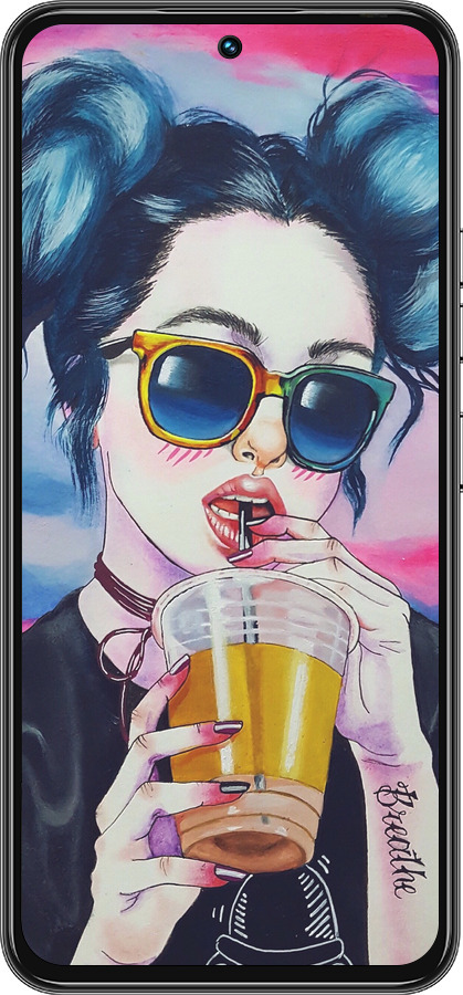 Силиконовый чехол Арт-девушка в очках для Tecno Spark 30 Pro 4G - 3994u-3895 изображение 