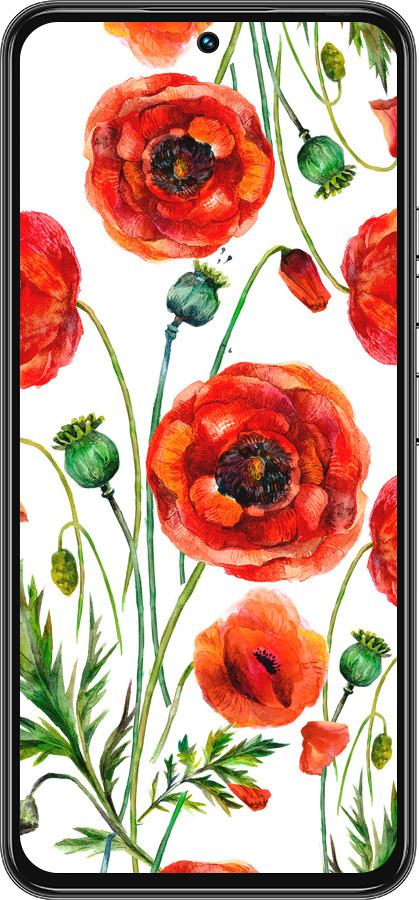 Силиконовый чехол Нарисованные маки для Tecno Spark 30 Pro 4G - 4278u-3895 изображение 