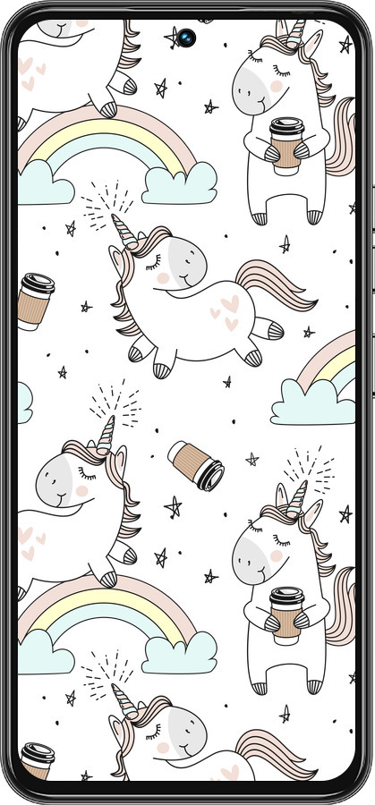 Силиконовый чехол Единорог и кофе для Tecno Spark 30 Pro 4G - 4661u-3895 изображение 