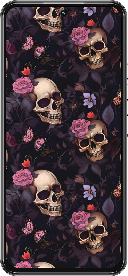 Силиконовый чехол Черепа и розы для Tecno Spark 30 Pro 4G - 6316u-3895 изображение 