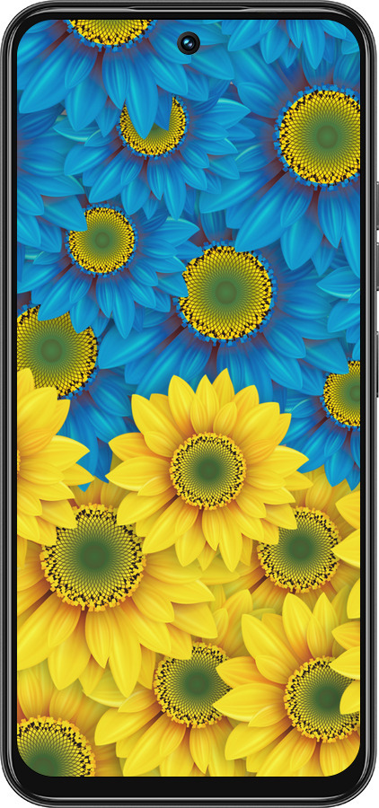 Силиконовый чехол Жёлто-голубые цветы для Tecno Spark 30C - 1048u-3821 изображение 