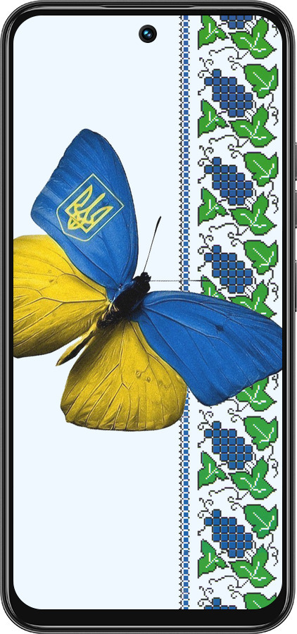 Силіконовий чехол Жовто-блакитний метелик  для Tecno Spark 30C - 1054u-3821 изображение 