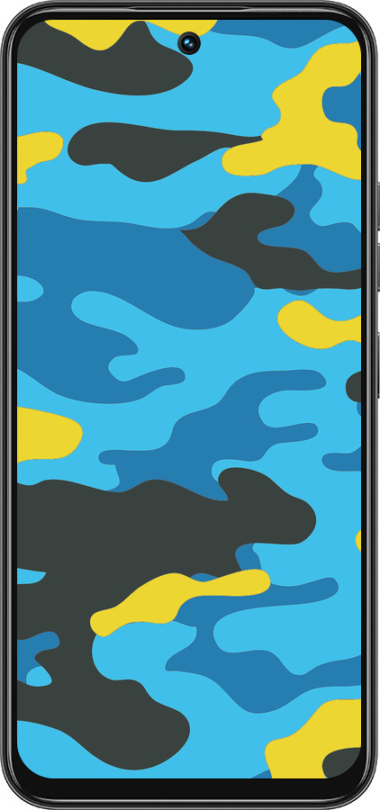 Силиконовый чехол Желто-голубой камуфляж для Tecno Spark 30C - 1084u-3821 изображение 