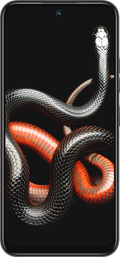 Силиконовый чехол Красно-черная змея на черном фоне для Tecno Spark 30C - 4063u-3821 изображение 