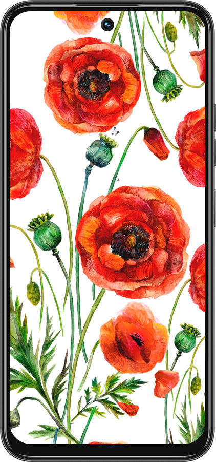 Силіконовий чехол Намальовані маки для Tecno Spark 30C - 4278u-3821 изображение 