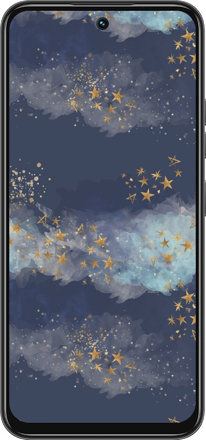 Силиконовый чехол Ночь золотые звезды для Tecno Spark 30C - 5421u-3821 изображение 