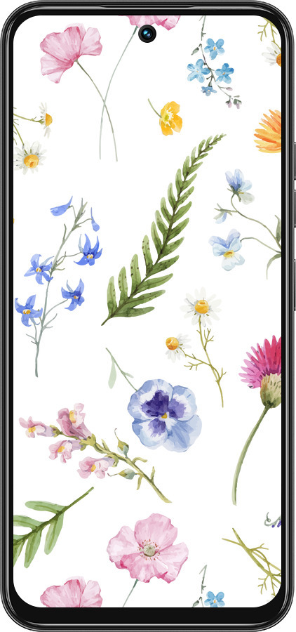 Силиконовый чехол Цветочный фон v2 для Tecno Spark 30C - 5472u-3821 изображение 
