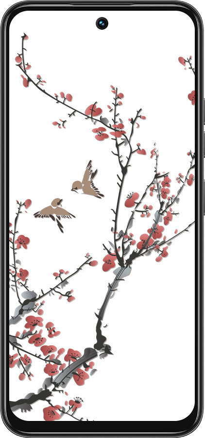 Силиконовый чехол Сакура v2 для Tecno Spark 30C - 5538u-3821 изображение 