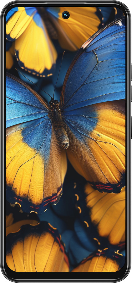 Силиконовый чехол Желто-голубые бабочки для Tecno Spark 30C - 6046u-3821 изображение 