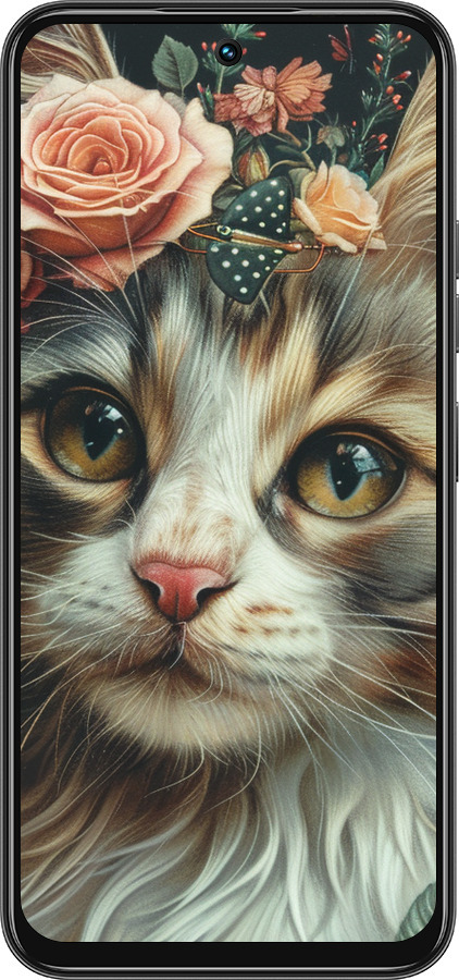 Силиконовый чехол Cats and flowers для Tecno Spark 30C - 6069u-3821 изображение 