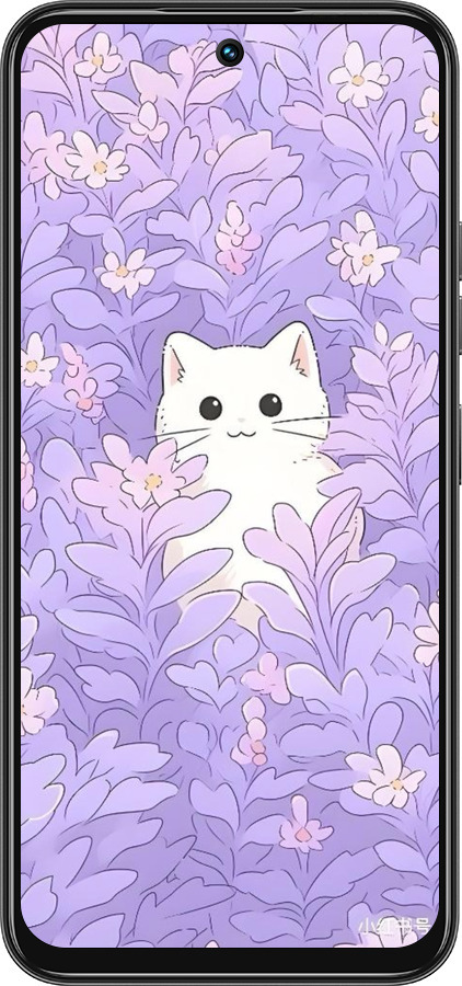 Силіконовий чехол Котик в цветах для Tecno Spark 30C - 6390u-3821 изображение 