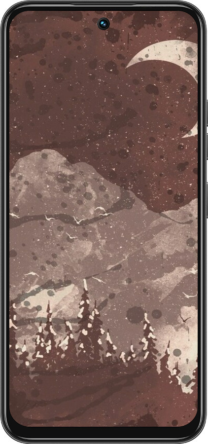 Силиконовый чехол С изображением лунного пейзажа в ночном лесу для Tecno Spark 30C - 6546u-3821 изображение 