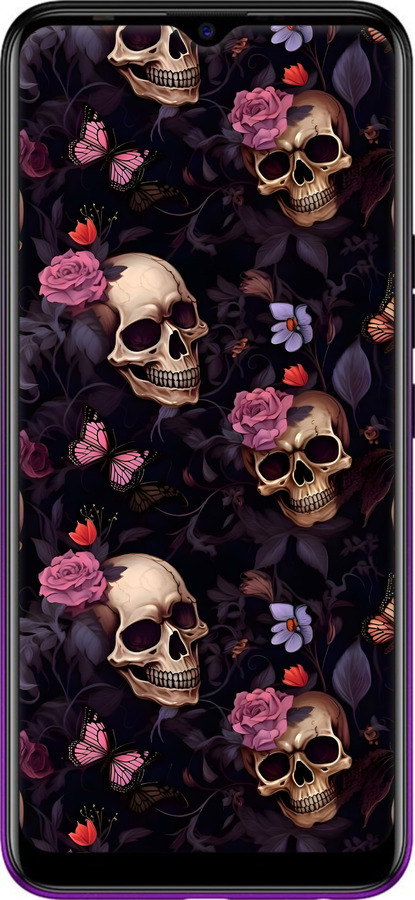 TPU чехол Черепи та троянди для Tecno Spark 4 KC2 - 6316b-2406 изображение 