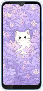 Силикон с усиленными углами чехол Котик в цветах для Tecno Spark 4 Lite - 6390sp-2425 изображение 