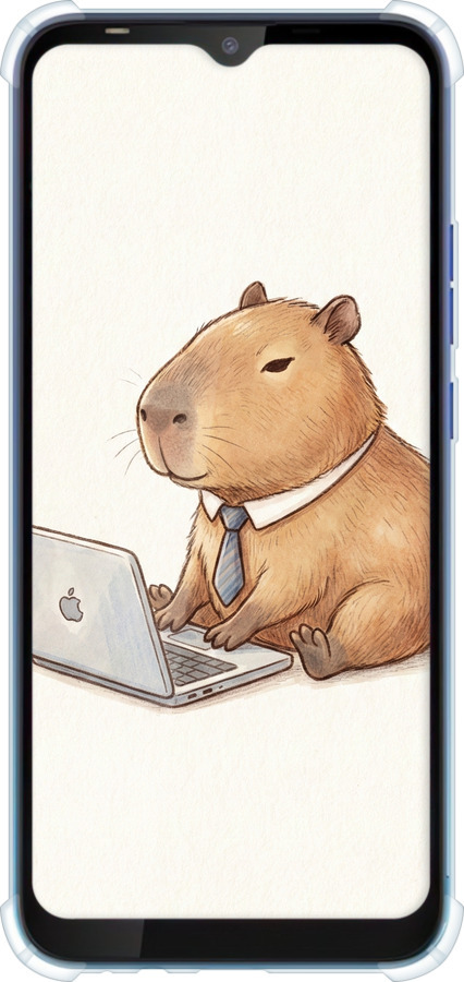 Силіконовий протиударний с посиленими кутами чехол Funny Capybara CEO Working для Tecno Spark 4 Lite - 6777sp-2425 изображение 