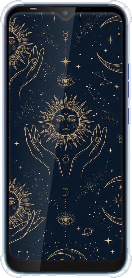 Силіконовий протиударний с посиленими кутами чехол Celestial Harmony: Sun & Moon Gold Mystic Pattern для Tecno Spark 4 Lite - 6778sp-2425 изображение 