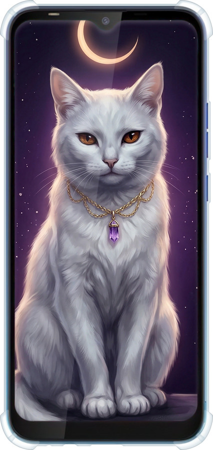 Силикон с усиленными углами чехол Mystic White Cat Gothic Dark Purple Gold для Tecno Spark 4 Lite - 6805sp-2425 изображение 