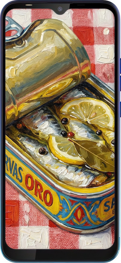 Силиконовый чехол Vintage Sardine Tin Phone для Tecno Spark 4 Lite - 6772u-2425 изображение 